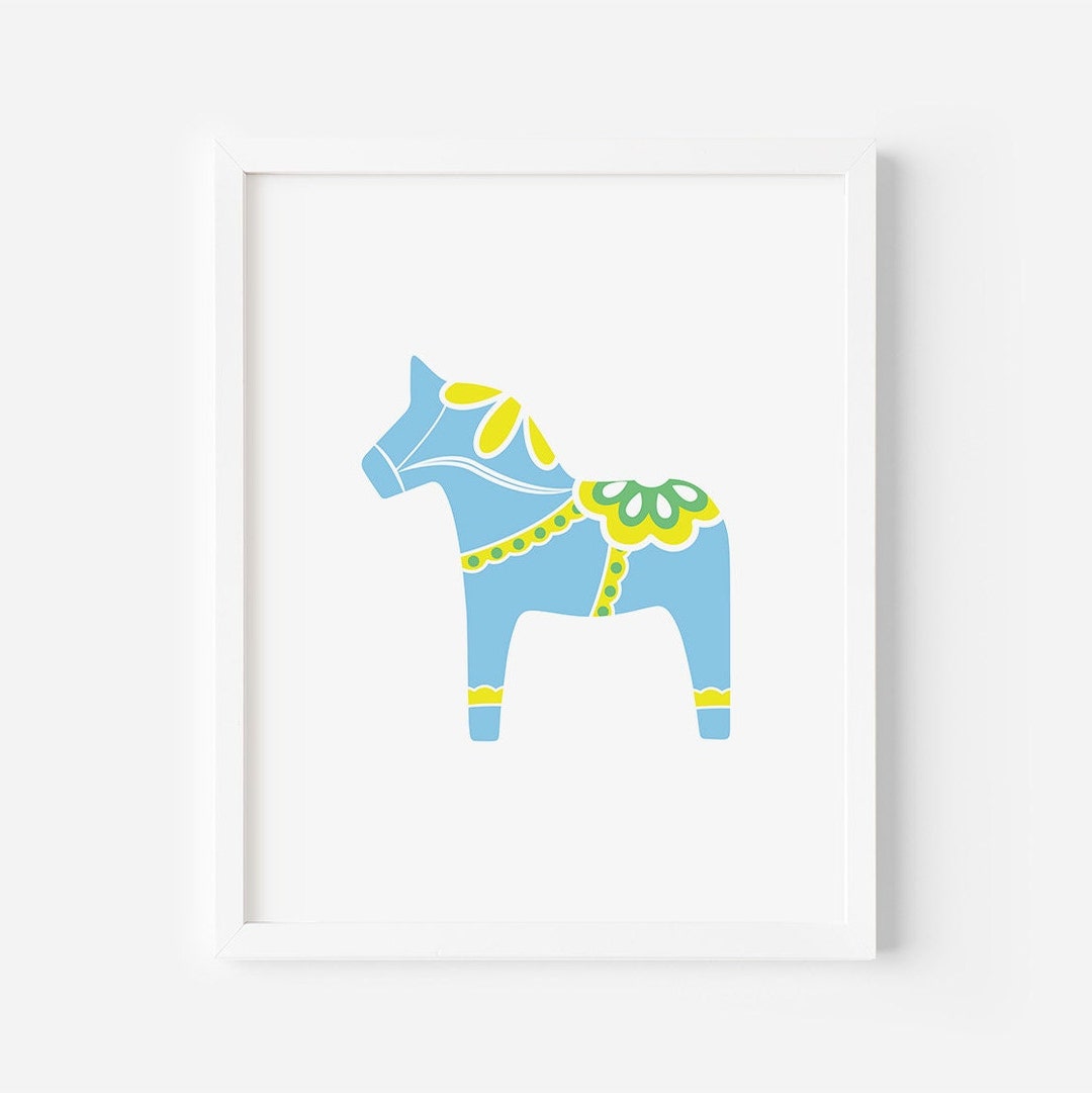 Dala Horse Printable Wall Art Swedish Folk Art Scandinavian - Etsy