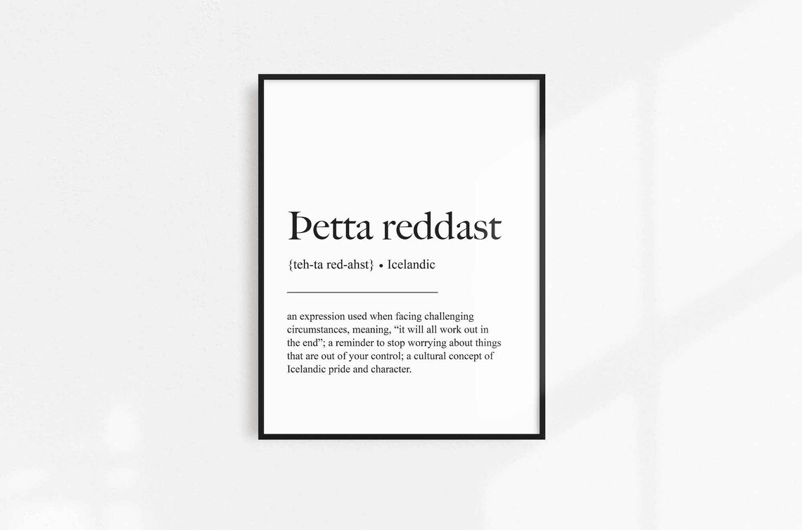 Digitale download Þetta Reddast Definitie Print IJslandse Etsy