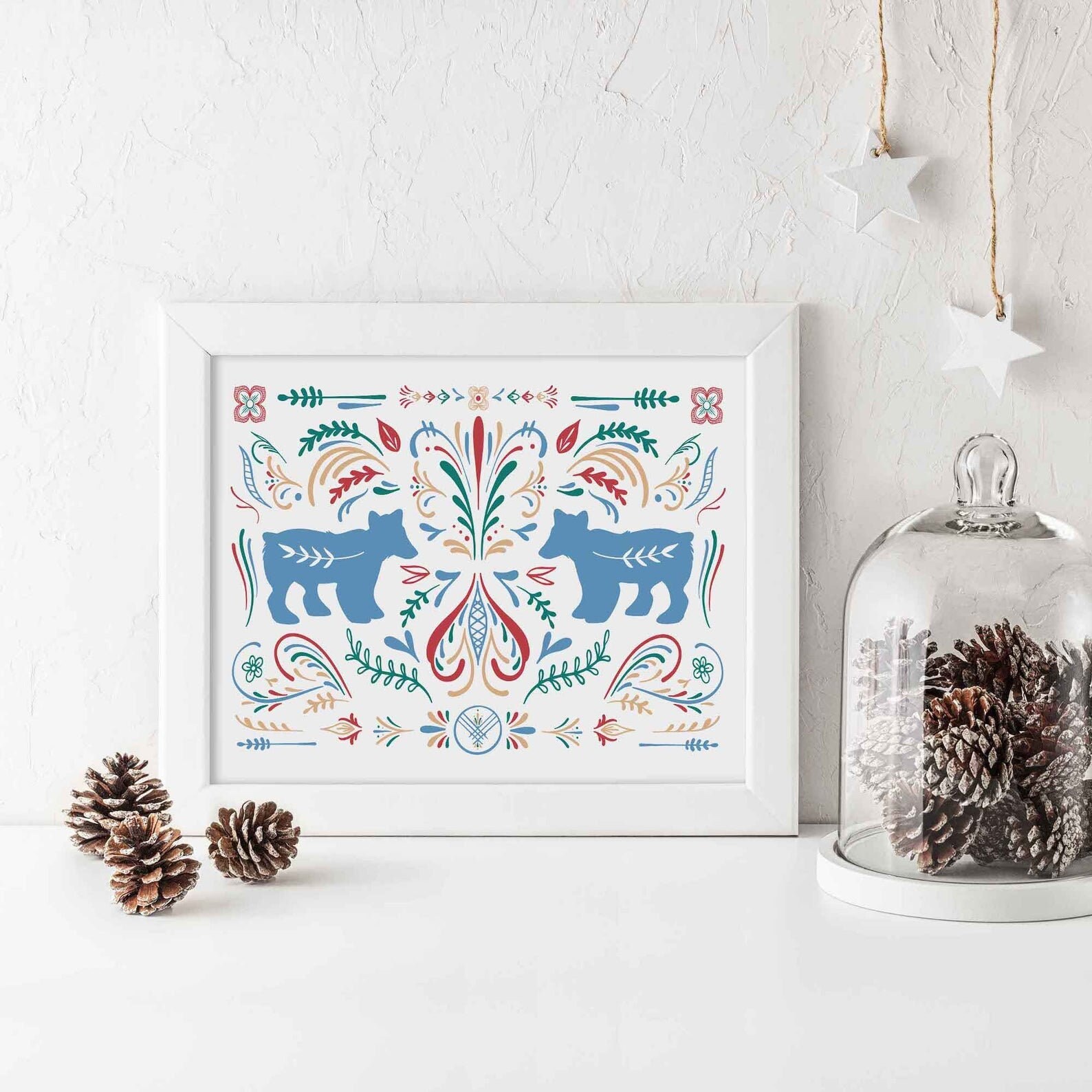 Set of 3 Printable Scandinavian Folk Art Prints Koselig | Etsy