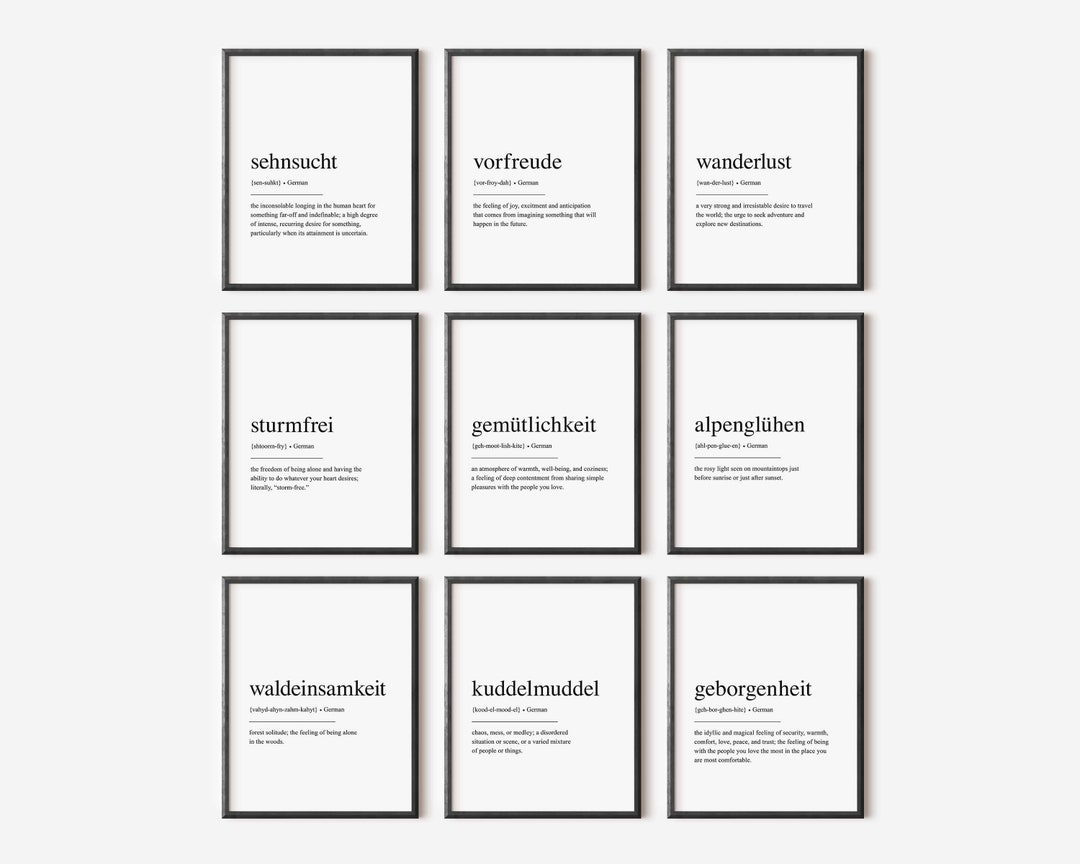 Set of 9 German Definition Printables Bundle Including Etsy