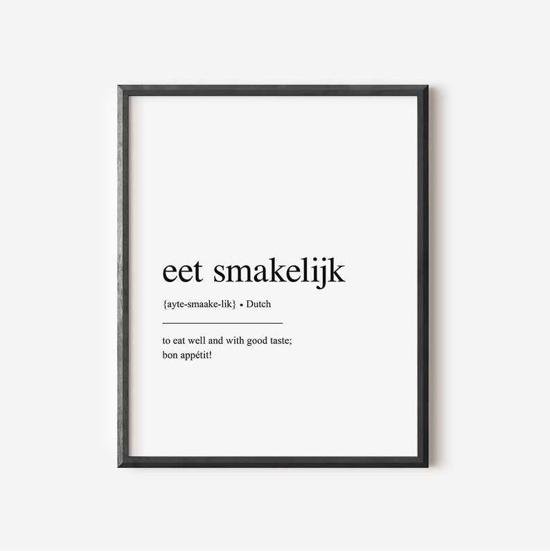 Eet Smakelijk Dutch Definition Printable Dutch Home Decor Etsy Australia