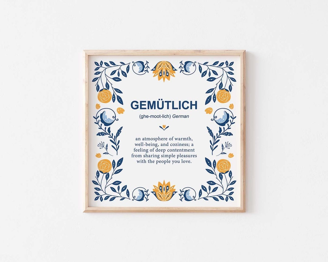 Gemütlich Definition Print, German Gift, German Decor, German Folk Art