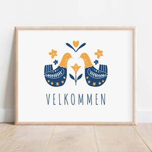 Velkommen Sign, Norwegian Danish Sign, Folk Art, Norwegian Gift, Danish Gift, Rosemaling Welcome Sign, Country Decor | DIGITAL DOWNLOAD