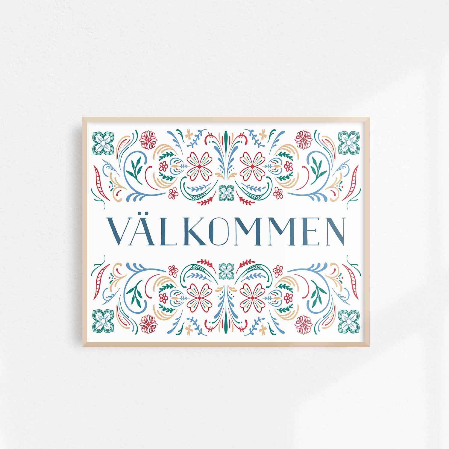 Digital Download Välkommen Sign Swedish Valkommen Sign | Etsy
