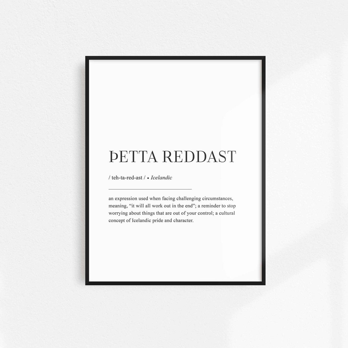 Þetta Reddast Definition Print Icelandic Definition Print Etsy