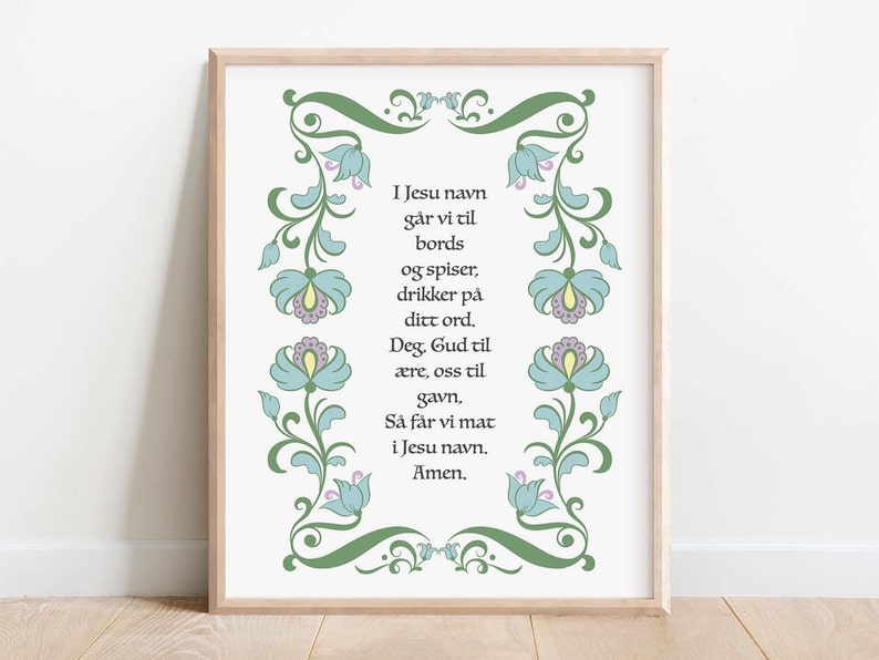 Norwegian Blessing Norwegian Table Prayer Nordic Print Etsy