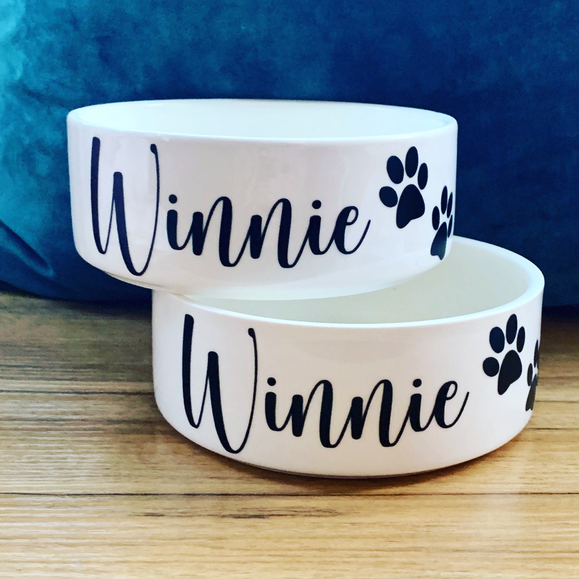 Small Ceramic Pet Bowl Vinyl Name Bowl Dog Bowl Name Etsy