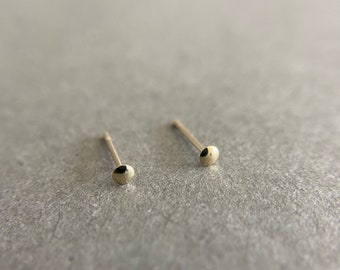 14K Solid Gold Tiny Round Stud Earrings 2.5mm- 14K Solid Gold