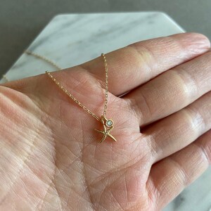Gold Tiny Mini Starfish Necklace - Brass over 18K Gold Dipped