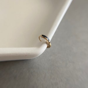 10K Solid Gold/Tiny Black Hoop Earring, Cartilage Earring, 2nd hole earring, Targus Hoop, Piercing Hoop, Helix Huggie - 10K Solid Gold