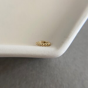 10K Solid Gold/Tiny Ball Hoop Earring, Cartilage Earring, 2nd hole earring, Targus Hoop, Piercing Hoop, Helix Huggie - 10K Solid Gold