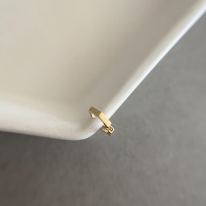 10K Solid Gold/Tiny Hexagon Hoop Earring, Cartilage Earring, 2nd hole earring, Targus Hoop, Piercing Hoop, Helix Huggie - 10K Solid Gold