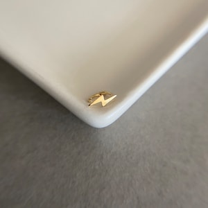 10K Solid Gold Tiny Thunderbolt Hoop Earring: Helix Piercing