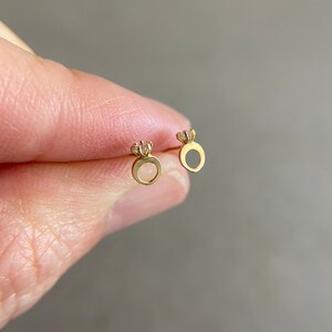 10K Solid Gold/ Tiny Engagement Ring Stud Earrings - 10K Solid Gold