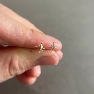 10K Solid Gold/ Tiny Shooting Star Stud Earrings - 10K Solid Gold