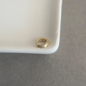 10K Solid Gold/Tiny Hexagon Hoop Earring, Cartilage Earring, 2nd hole earring, Targus Hoop, Piercing Hoop, Helix Huggie - 10K Solid Gold