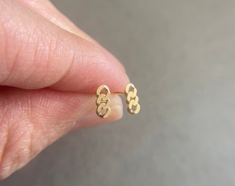 10K Solid Gold Tiny Chain Stud Earrings