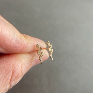 10K Solid Gold/ Tiny Snake Stud Earrings - 10K Solid Gold