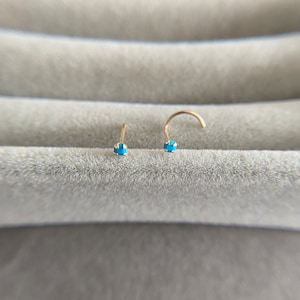 10K Solid Gold Genuine Turquoise 2mm Nose Bone Nose Studs -10K Solid Gold