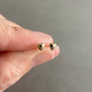 10K Solid Gold/ Tiny Heart Stud Earrings - 10K Solid Gold