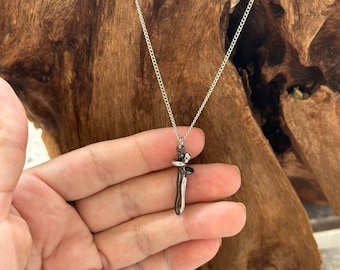 925 STERLING SILVER Lover Hugging Pendant Necklace, Soulmate Necklace, Embracing Pendant, Romantic Valentines Day Gift, Lover Necklace