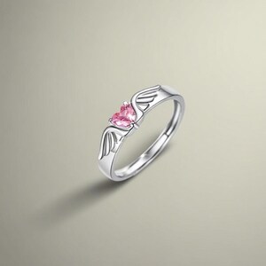 Eternal Balance: Angel & Devil Matching Rings in 925 Sterling Silver, Free Engraved, Adjustable, Cubic Zirconia Ring, Anniversary Rings