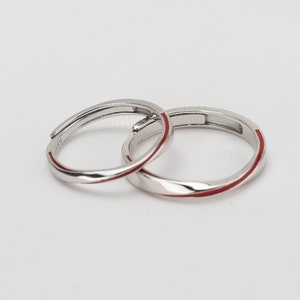 999 STERLING SILVER The Matchmaker&#39;s Red String Matching Rings • Free Engraving • Adjustable • Custom Gift • Valentine Day Gift for Couple