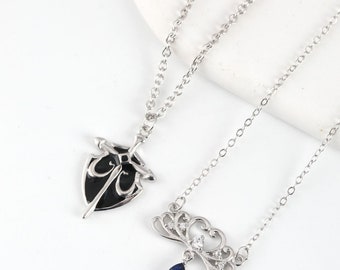 925 STERLING SILVER Princess & Knight Matching Couple Necklaces, Personalized Gifts, Anniversary Necklaces, His and Hers Couple Jewelry