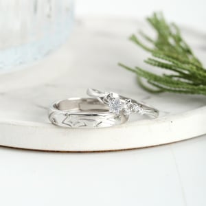 999 STERLING SILVER CZ Stars Matching Couple Rings, Free Engraved, Adjustable, Personalized Anniversary Rings, Custom Gift, Promise Ring Set