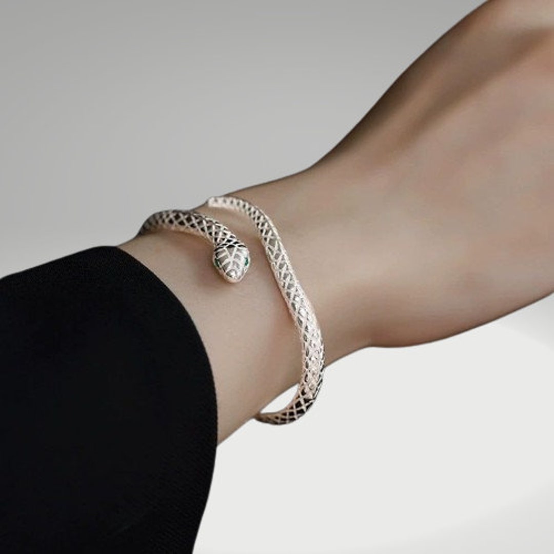 999 Sterling Silver Snake Cuff Bracelet Silver Bracelet for Women