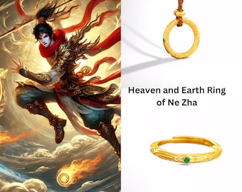 925 STERLING SILVER Ne Zha Heaven and Earth Ring, Universe Ring, Ne Zha 2 Cosmic Ring, Qiankun Ring, Unisex Jewelry, Celestial Dominion Ring