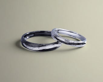 Until We're Gray Together Brushed Finish Matching Rings in Sterling Silver • Free Engraving • Adjustable • Custom Gifts • Anniversary Ring