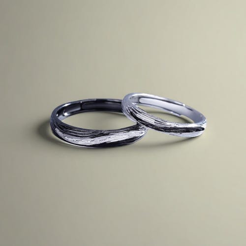 Hasta Que Envejezcamos Juntos Anillos a Juego con Acabado Cepillado en Plata Esterlina • Grabado Gratis • Ajustable • Regalos Personalizados