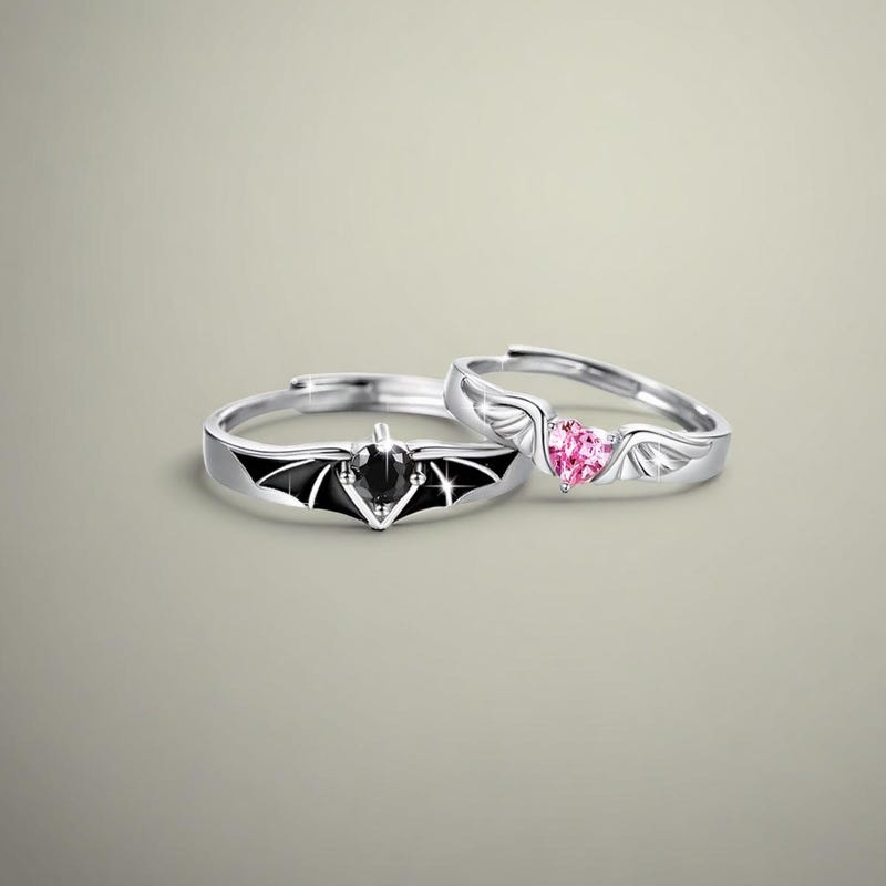Angel and Devil Couple Rings - Etsy