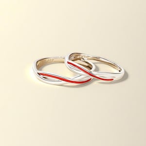 999 ARGENTO STERLING Le Fedi Mobius Rosse del Matchmaker • Incise • Regolabili • Regalo Personalizzato • Regalo di San Valentino per Lei.