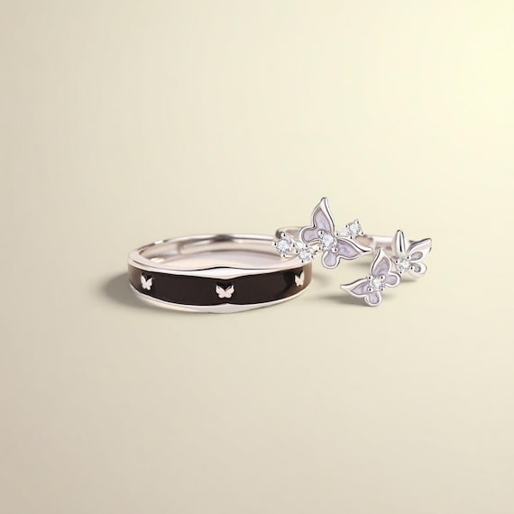Eternal Wings – Butterfly Couple Rings in 925 Sterling Silver