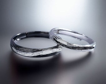 Tot we samen grijs zijn Bijpassende ringen met geborstelde afwerking in sterling zilver • Gratis gravure • Verstelbaar • Aangepaste geschenken • Jubileumring