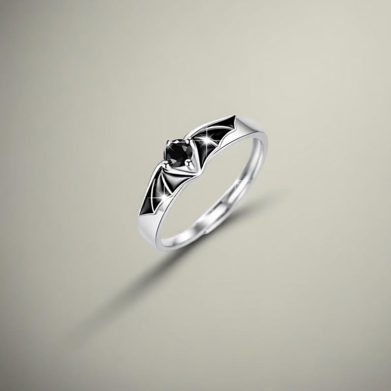 Eternal Balance: Angel & Devil Matching Rings in 925 Sterling Silver, Free Engraved, Adjustable, Cubic Zirconia Ring, Anniversary Rings