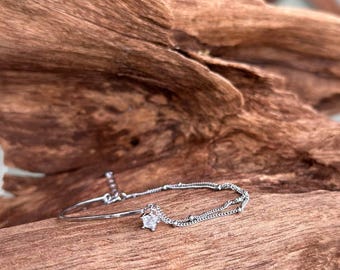 Sterling Silver Double Chain Star Bracelet - Etsy