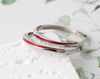 You Are My Fate Matching Rings • Red String • Enamel • Free Engraving • Adjustable • Couple Rings • Promise Ring for Her • Couple Rings