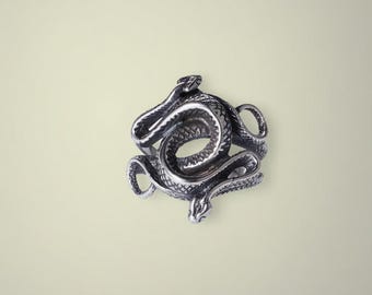 925 Sterling Silver Natural Born Killers Ring, Snake Totem Rings, Twisted Snake Ring, Engraved Gothic Unisex Jewelry, Silver Medusa Ring