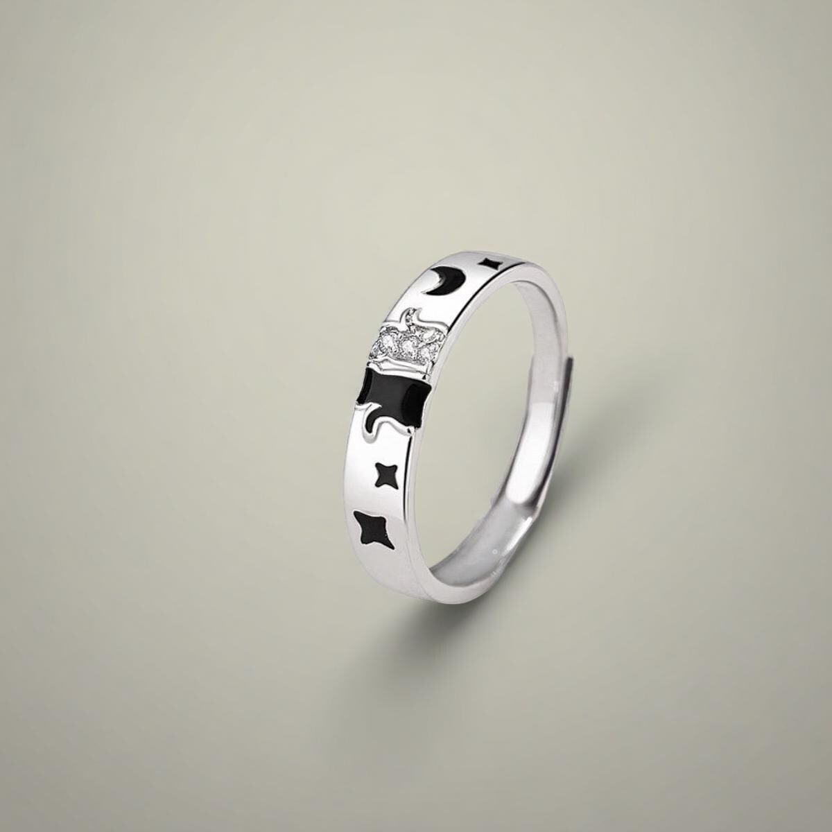 925 Sterling Silver Cat Couple Rings, Cute Matching Rings for Lovers ...