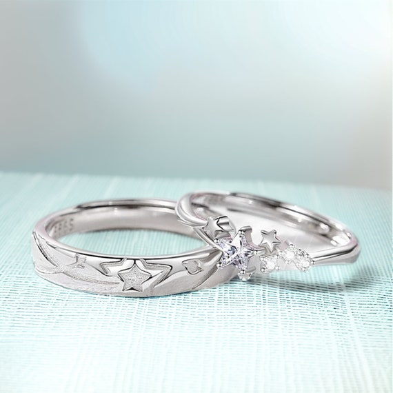 Adjustable silver couple rings deals
