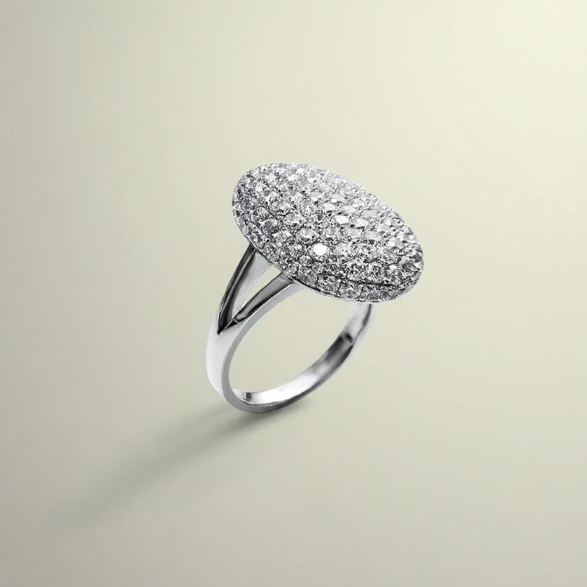 Bague En Argent Massif Ovale Ajourée Avec Zirconiums - Taille 60 Occasion