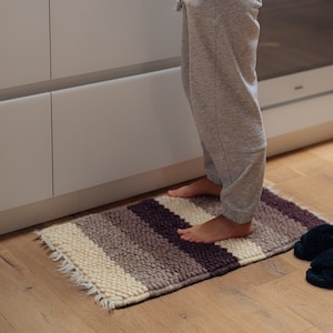 Wool bathroom floor mat Wool foot mat Wool small rug Floor carpet