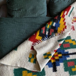 Ethnic carpet rug Scandinavian rug Wool rug Wool handmade white carpet image 5