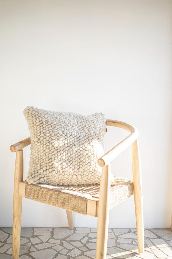 Handwoven Wool Pillow Cover: Carpathian Linen Cushion (18" x 18"/ 45х45cm)