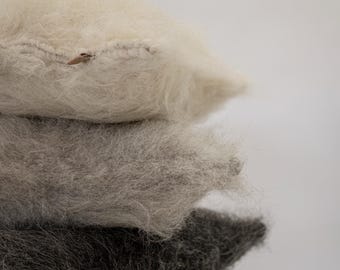 Handmade wool pillow - “brushing” technique (18“ x 18”)