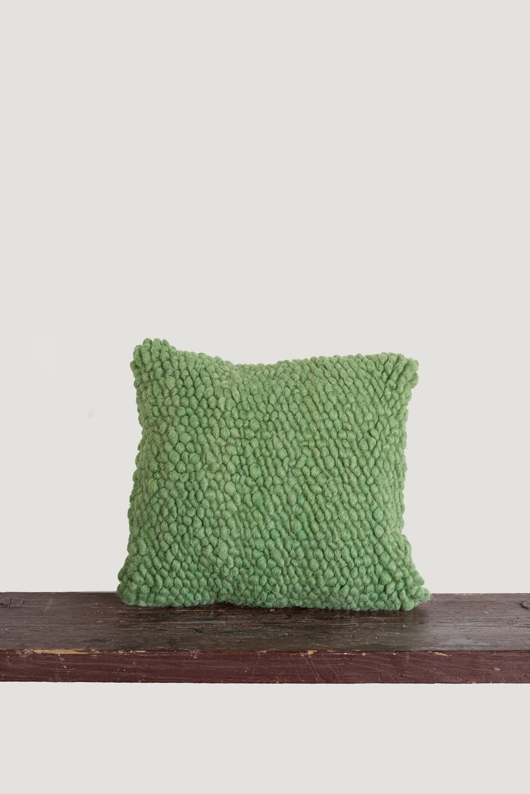 Green Wool Pillow Cushion Pillow Cover Linen Pillow Cover 18 X 18 Etsy