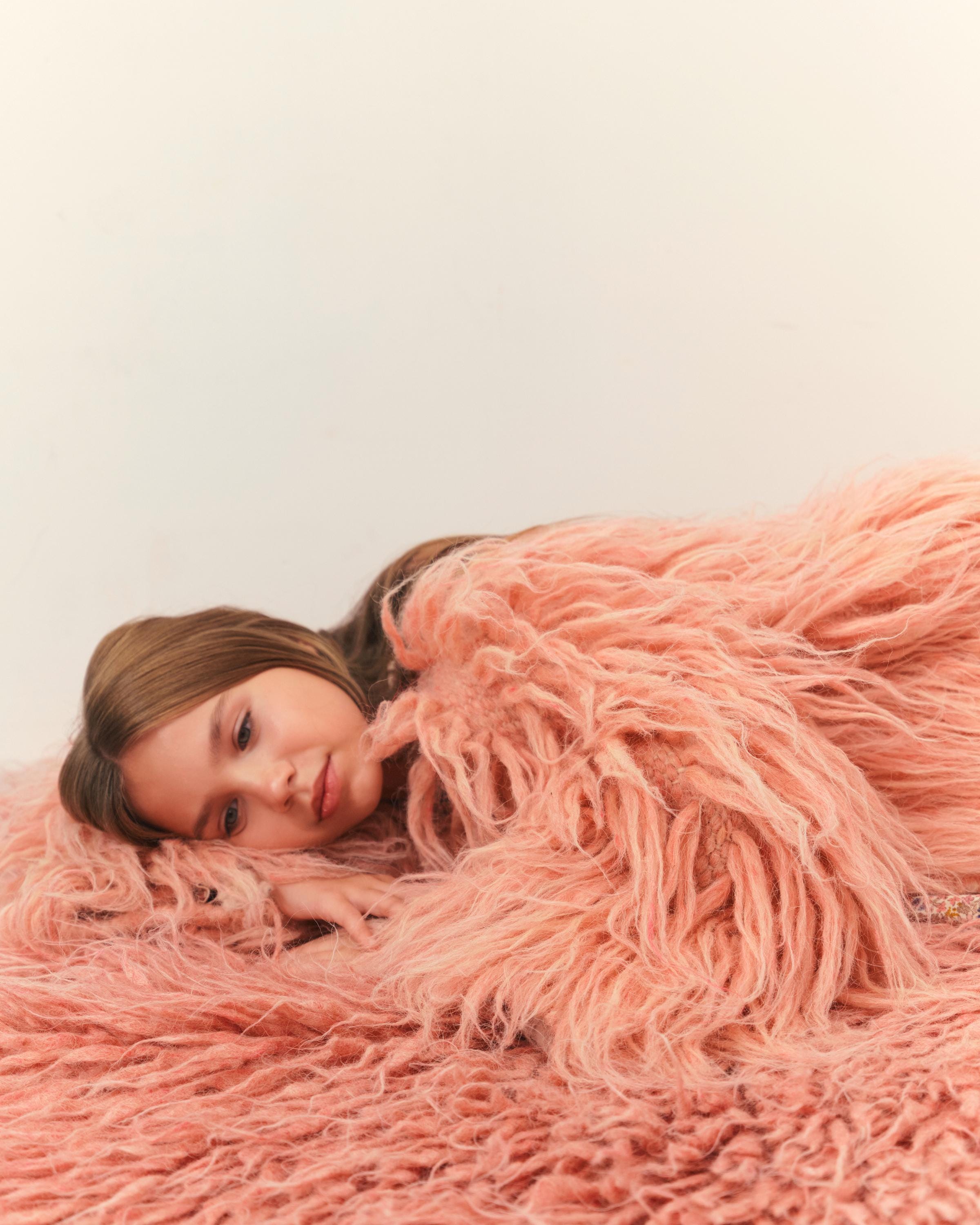 Handwoven Short Shaggy Wool Jacket: Oversized Carpathian Coat